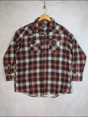 Rock Creek Ranch Pearl Snap Western Flannel Shirt Big Men Size 3XL Plaid